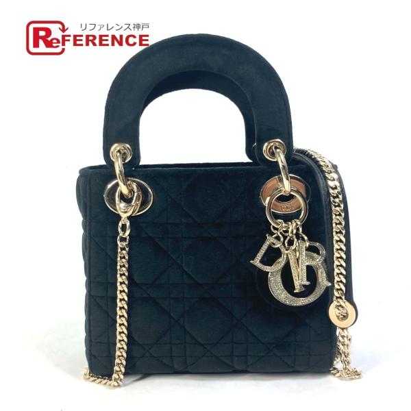 未使用 Dior ディオール レディディオール カナージュ ミニ ラインストーン  ショルダーバッグ...