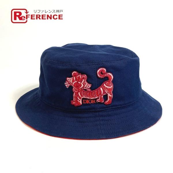 Dior ディオール 刺繍 ケニー シャーフ  バケットハット 帽子 ハット コットン ブルー ユニ...
