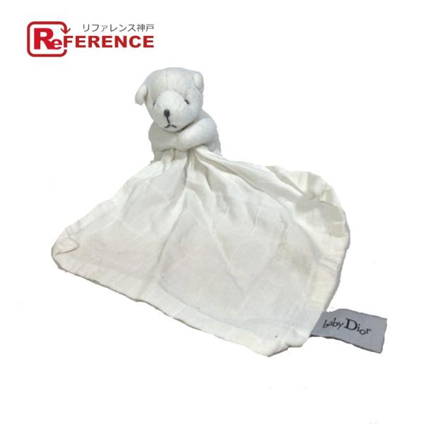 Dior ディオール ベビーディオール テディベア付き タオル ハンカチ コットン ホワイト キッズ...