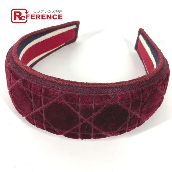 美品 Dior ディオール カナージュ ヘッドバンド ヘアバンド カチューシャ ワインレッド レディ...