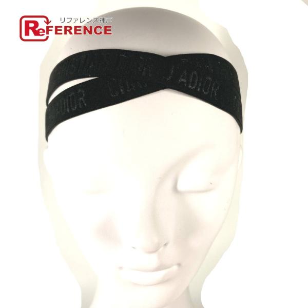 美品 Dior ディオール ロゴ ２重 ヘアアクセサリー ヘッドバンド カチューシャ ヘアバンド ブ...