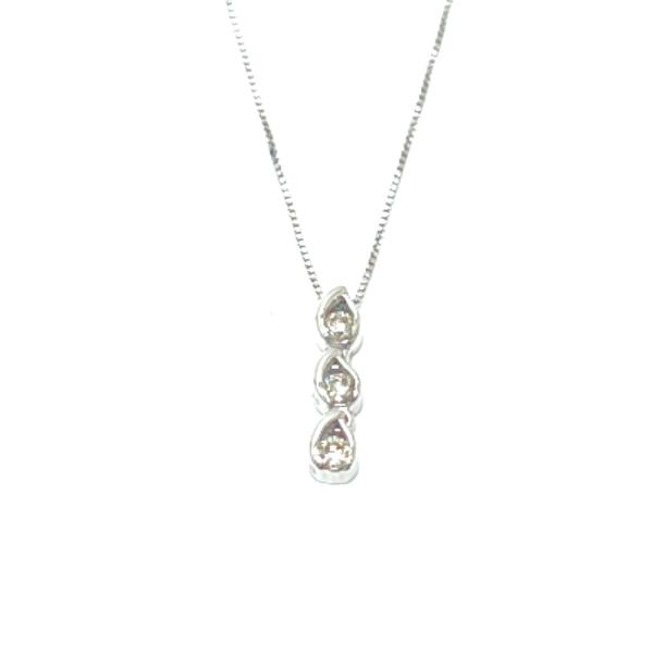 jewelry ジュエリー K10GW 3Pダイヤ ネックレス シルバー レディース【中古】
