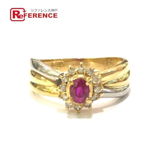 美品 jewelry ジュエリー K18×Pt900 R0.33ct D0.15ct ルビー ダイヤ...