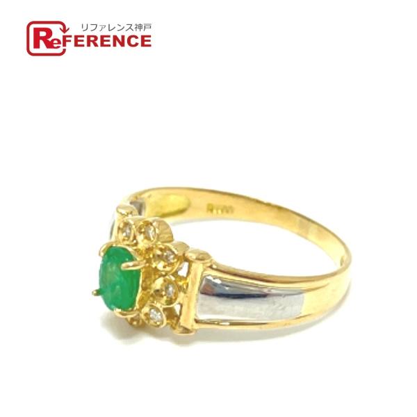新品同様 jewelry ジュエリー K18×Pt900　エメラルド ダイヤ 石目なし リング・指輪...