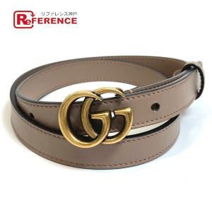 GUCCI グッチ 409417 GGマーモント スリムベルト ベルト レザー ベージュ レディース【中古】