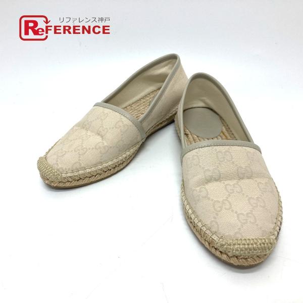 GUCCI グッチ 466902 GGキャンバス エスパドリーユ スリッポン  クリームベージュ ベ...