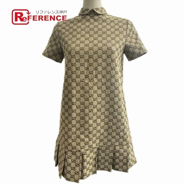 GUCCI グッチ 804478 GGキャンバス アパレル 総柄 丸襟 プリーツ チルドレンズ ワン...