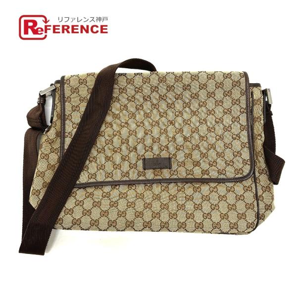 GUCCI グッチ 233052 ロゴ レザープレート 斜め掛け メッセンジャー カバン バッグ シ...