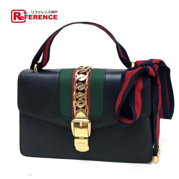 GUCCI グッチ 421882 シェリーライン シルヴィ スモール リボン ハンドバッグ レザー ...