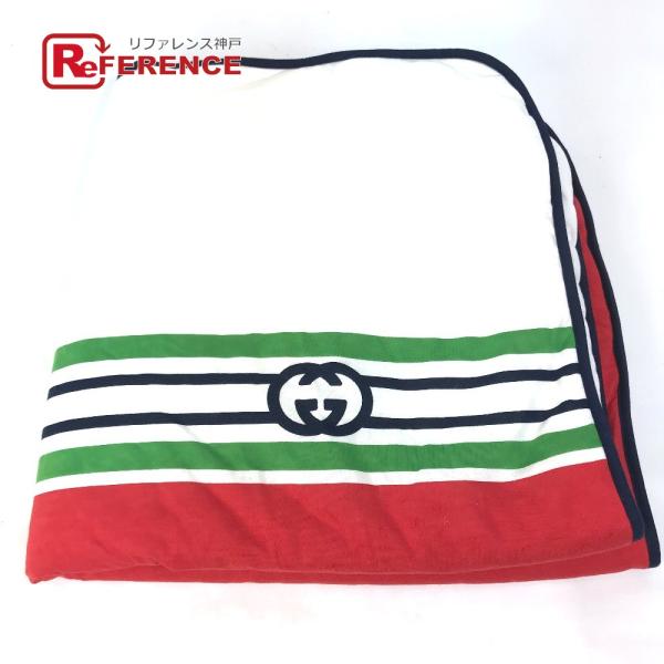 GUCCI グッチ 681367 インテリア ひざかけ 毛布 GG ブランケット ウール ホワイト ...