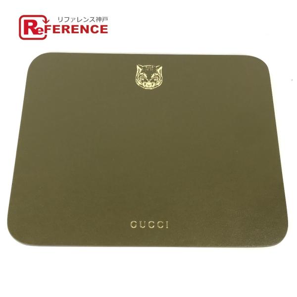 美品 GUCCI グッチ タイガー マウスパッド  PC パソコン インテリア 雑貨 カーキ メンズ...