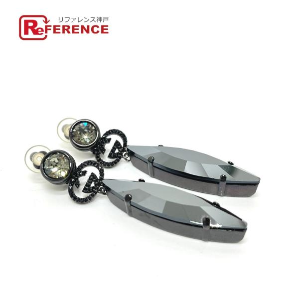 GUCCI グッチ GG クリスタル ビジュー アクセサリー イヤリング ブラック レディース【中古...