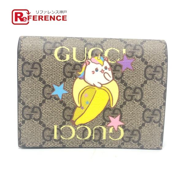 未使用 GUCCI グッチ 701009 ばなにゃコラボ コンパクトウォレット 小物 2つ折り財布 ...
