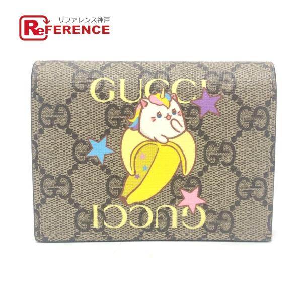 未使用 GUCCI グッチ 701009 ばなにゃコラボ コンパクトウォレット 小物 2つ折り財布 ...