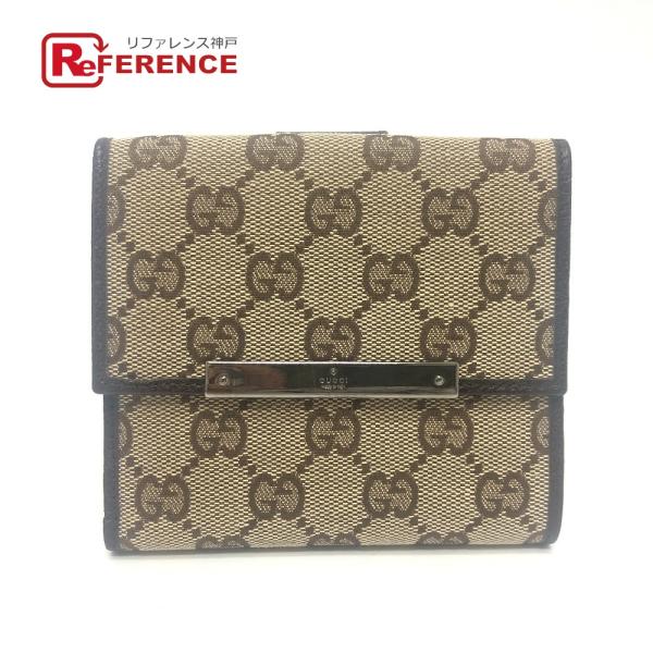 美品 GUCCI グッチ 112664 ロゴ 折り財布 財布 ウォレット GG 2つ折り財布 ベージ...