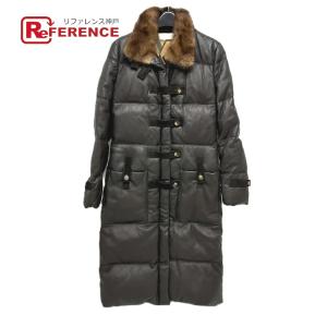 VALENTINO ヴァレンティノ 襟元ミンク レザー ダウン アパレル ロングコート ブラウン レディース【中古】