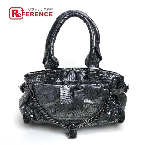 Chloe クロエ 南京錠 チェーンパディントン ショルダーバッグ ハンドバッグ レザー シルバー ...