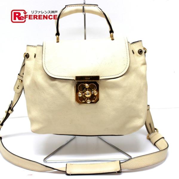 Chloe クロエ  2WAY ハンドバッグ エルシー ショルダーバッグ レザー ベージュ×ライトベ...