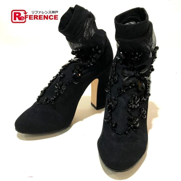 未使用 DOLCE&amp;GABBANA ドルチェアンドガッバーナ ソックスブーツ アンクルブーツ フラワ...