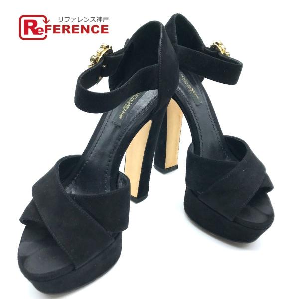 DOLCE&amp;GABBANA ドルチェアンドガッバーナ オープントゥサンダル ハイヒール フロントクロ...