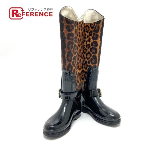 新品同様 DOLCE&amp;GABBANA ドルガバ ロングブーツ 靴 シューズ バックファスナー レオパ...