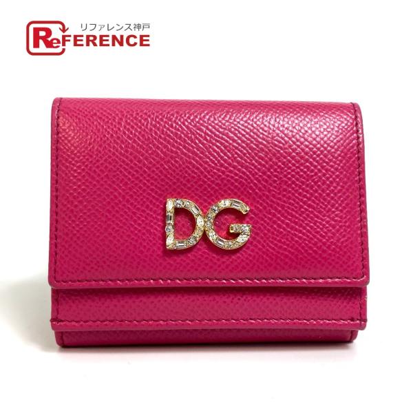 DOLCE&amp;GABBANA ドルチェアンドガッバーナ ドルガバ DGラインストーン コンパクトウォレ...
