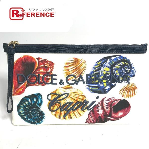 美品 DOLCE&amp;GABBANA ドルチェアンドガッバーナ ロゴ ストラップ付き ポーチ クラッチバ...
