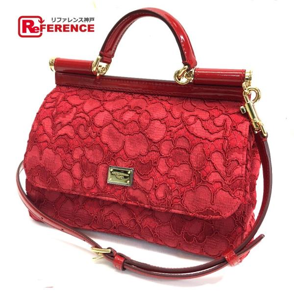 新品同様 DOLCE&amp;GABBANA ドルガバ ハンドバッグ ショルダーバッグ ロゴプレート フラワ...