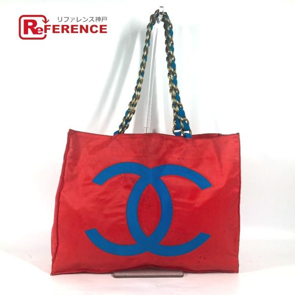 CHANEL シャネル ビッグココ CC ココマーク チェーンバッグ トートバッグ カバン バイカラ...