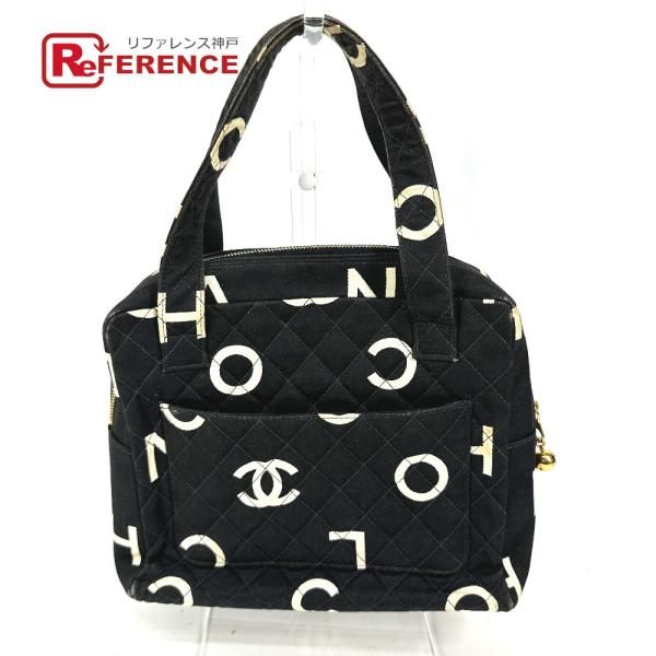 CHANEL シャネル CC ロゴ 総柄 カバン ヴィンテージ ハンドバッグ ブラック レディース【...
