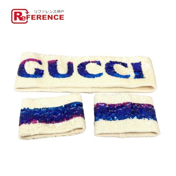 新品同様 GUCCI グッチ ロゴ GG ヘッドバンド＆リストバンド 3点セット アクセサリー  ス...