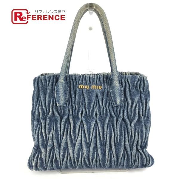 MIUMIU ミュウミュウ RN1069 ロゴ ハンドバッグ 肩掛け  トートバッグ ブルー レディ...