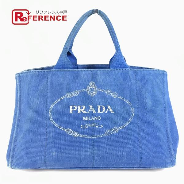 PRADA プラダ カナパ L ハンドバッグ カバン トートバッグ ブルー ユニセックス【中古】