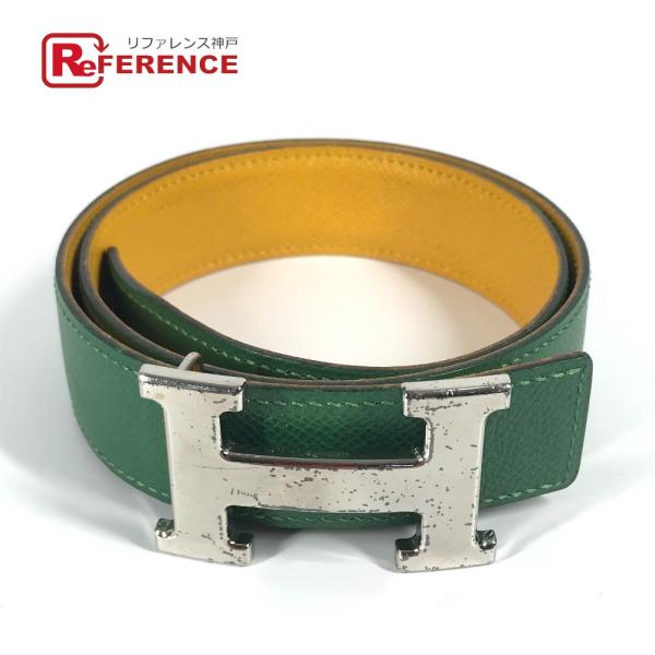 HERMES エルメス Hベルト バックルベルト アクセサリー ヴィンテージ ベルト イエロー レデ...