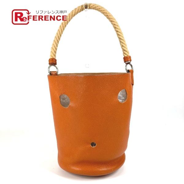 HERMES エルメス マンジョワールMM  バケツ型 ロープハンドル カバン 肩掛け ハンドバッグ...
