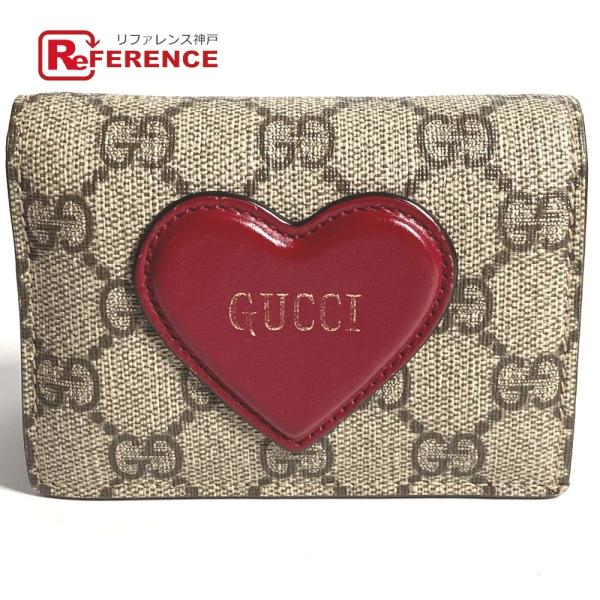 GUCCI グッチ 648848 ハート ロゴ コンパクトウォレット  GGスプリーム 2つ折り財布...