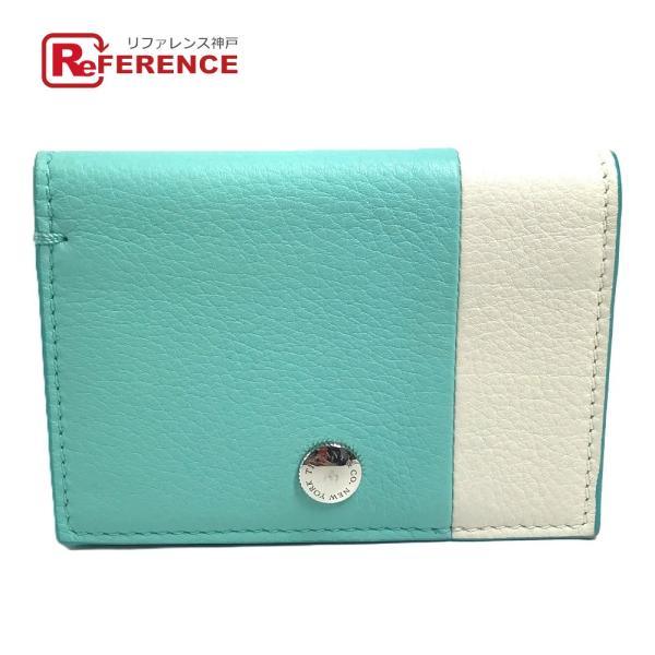 美品 TIFFANY&amp;Co. ティファニー カラーブロック 名刺入れ パスケース 2つ折り カードケ...