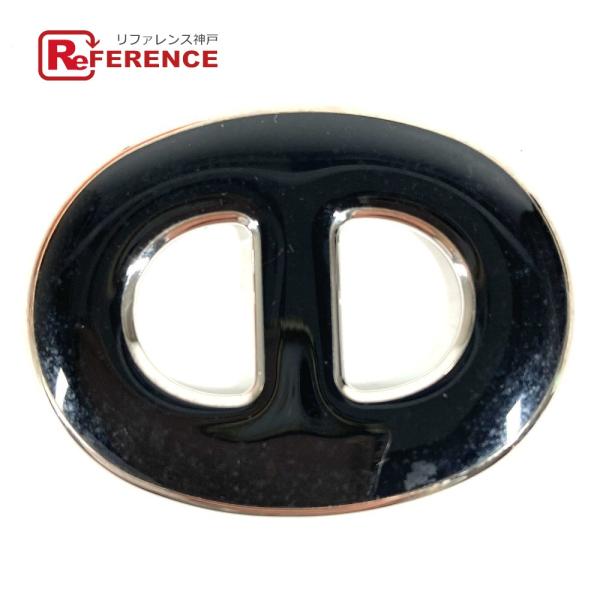 HERMES エルメス シェーヌダンクル ロゴ アクセサリー スカーフリング ブラック ユニセックス...