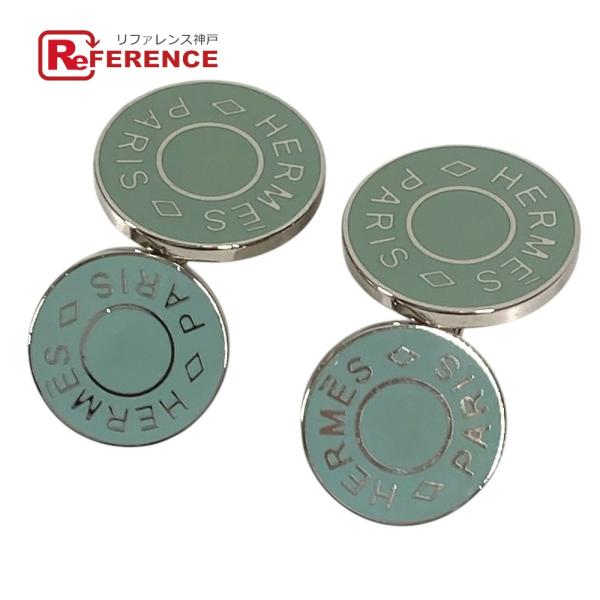 HERMES エルメス セリエ ロゴ カフス アクセサリー カフリンクス ボタン カフス ブルー ユ...