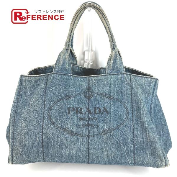 PRADA プラダ B1872B カナパ ロゴ ハンドバッグ ショルダーバッグ トートバッグ ブルー...