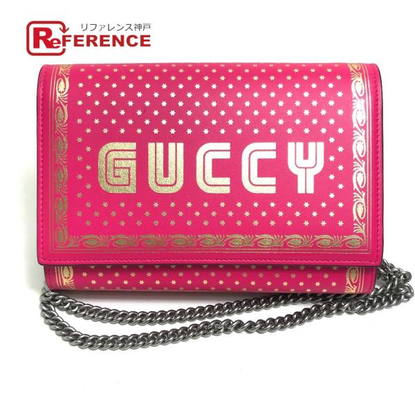 新品同様 GUCCI グッチ 524967 GUCCY ロゴ チェーンウォレットバッグ 2WAY 長...