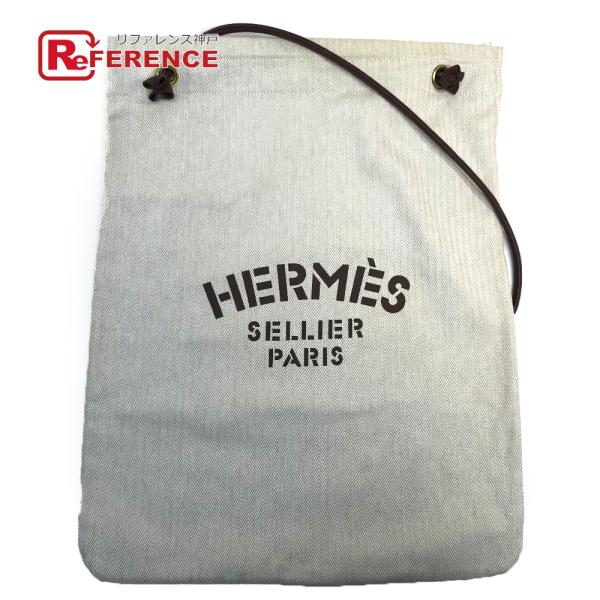 HERMES エルメス トートバッグ アリーヌGM ワンショルダー ショルダーバッグ キャンバス×レ...