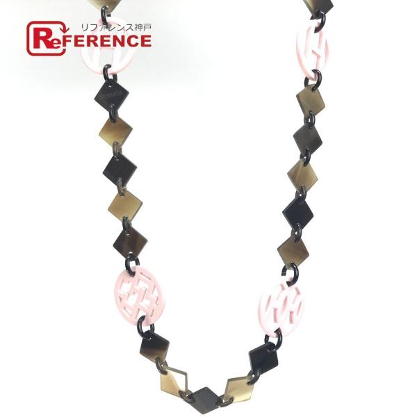 美品 HERMES エルメス HAVA アヴァ ネックレス バッファローホーン ラッカーウッド レデ...