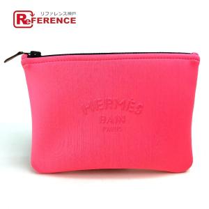 美品 HERMES エルメス トゥルース ネオバンPM 入れ フラットポーチ ポリアミド/エラスタン バブルガム ピンク
