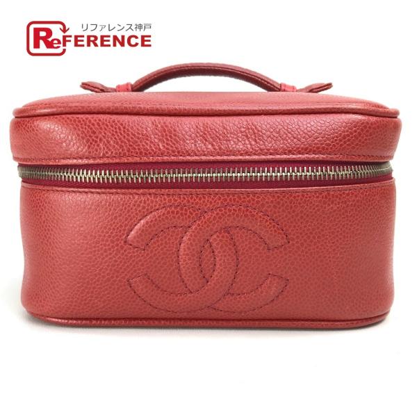 CHANEL シャネル CC ココマーク 横型 化粧ポーチ ハンドバッグ バニティバッグ キャビアス...