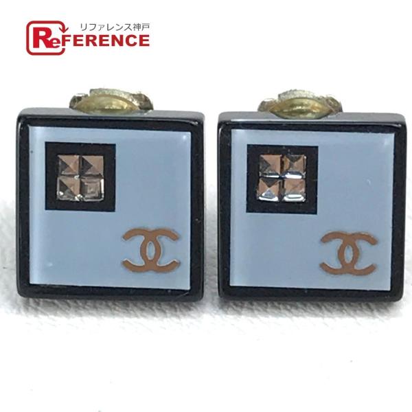 CHANEL シャネル CC ココマーク スクエアココ ラインストーン クリップ式 イヤリング ライ...
