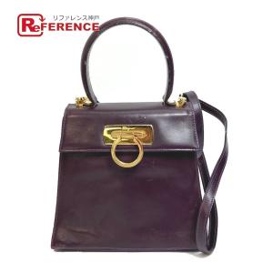 Salvatore Ferragamo サルヴァトーレフェラガモ ヴァラ ガンチーニ 2WAY ショルダーバッグ ハンドバッグ レザー パープル【中古】｜reference