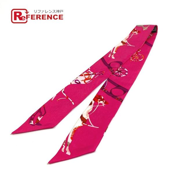 HERMES エルメス ファッション小物 総柄 ツイリー スカーフ シルク ピンク レディース【中古...