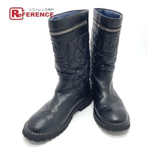 美品　CHANEL キルティングレザー　ブーツ　マトラッセ　ココマーク CHANEL 【超美品】シャネル ココマーク マトラッセ ブーツ レザー