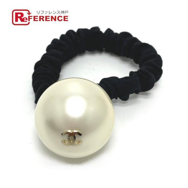 CHANEL シャネル CC ココマーク シュシュ F22V ヘアゴム フェイクパール ヘアアクセサ...